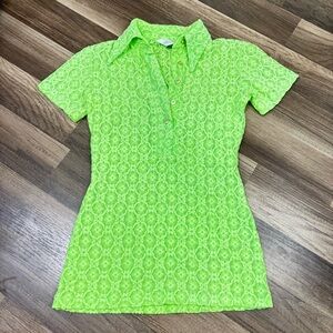 MCM 60s Herman Geist Mod collared Small Neon Brat Green Lace Psychedelic VTG